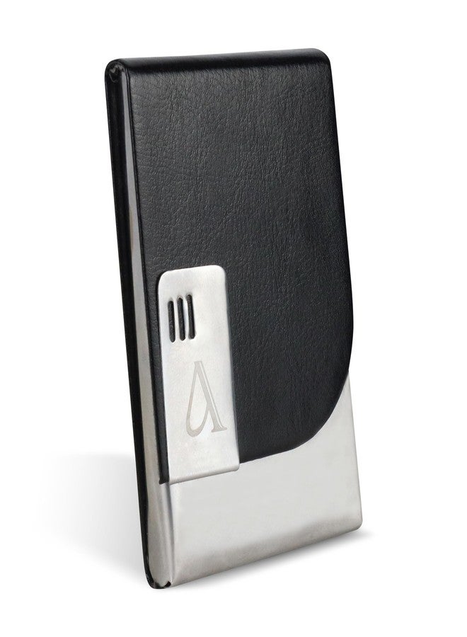 Ayaha PU Leather and Stainless Steel Credit Card Holder, Professional Business Card and Visiting Card Holder for Men and Women Card Case Wallet with Magnetic Clasp (Black) - Image 1